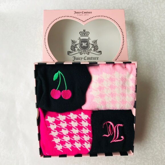 JUICY COUTURE Women’s Winter Gloves Pink and Black 4 Pairs Set - Picture 1 of 5
